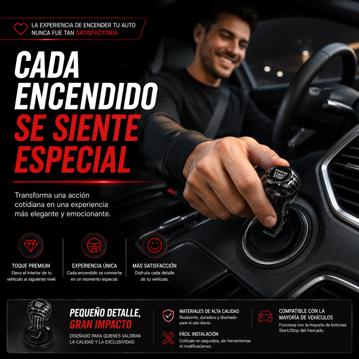 Palanca de Arranque para Vehículos con Botón Start/Stop: Convierte Cada Encendido en una Experiencia Deportiva y Elegante