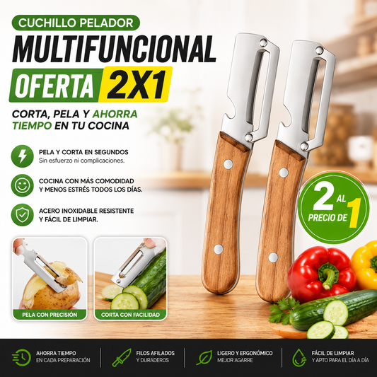 Cuchillo Pelador Multifuncional – Oferta 2x1 para Cortar, Pelar y Ahorrar Tiempo en tu Cocina
