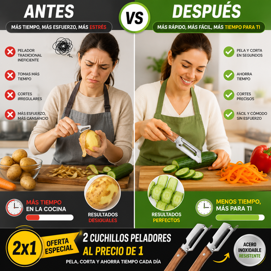 Cuchillo Pelador Multifuncional – Oferta 2x1 para Cortar, Pelar y Ahorrar Tiempo en tu Cocina
